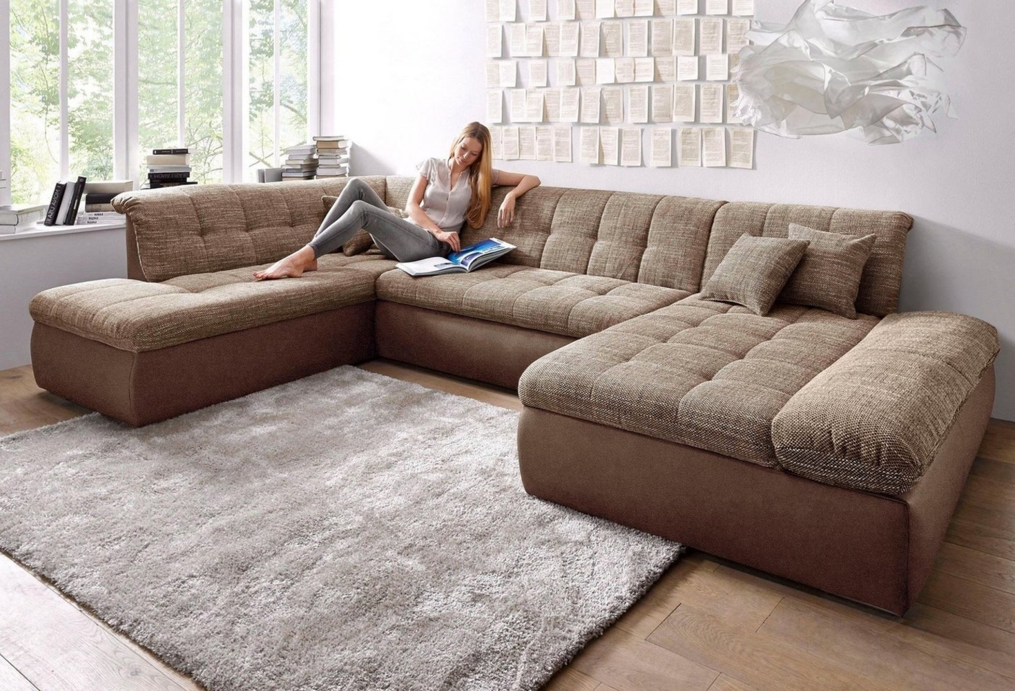 DOMO collection Wohnlandschaft Moric U-Form auch in Cord, im XXL-Format, wahlweise mit Bettfunktion und Armlehnenverstellung Bild 1