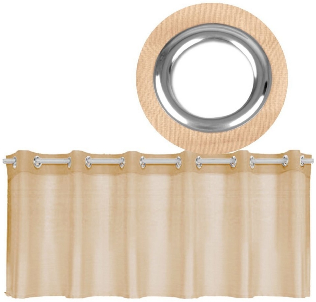 Ösen-Bistrogardine in B160cm x L60cm, transparente uni Scheibengardine Voile in vielen verschiedenen Farben erhältlich (beige - nude) Bild 1