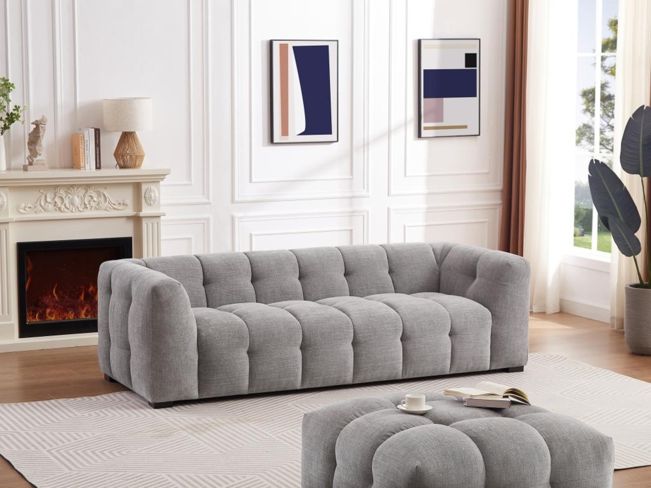 Vente-unique - Sofa 3-Sitzer - melierter-Stoff - Grau - DILOME von Pascal Morabito Bild 1