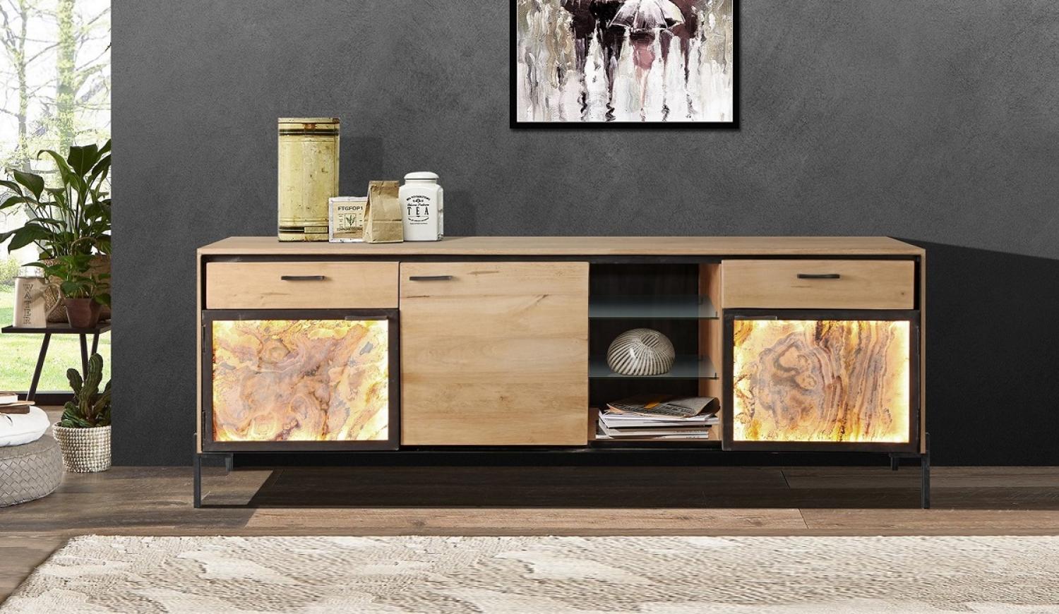 Sideboard inkl. Beleuchtung 210cm 'Kairo' Teak massiv Bild 1