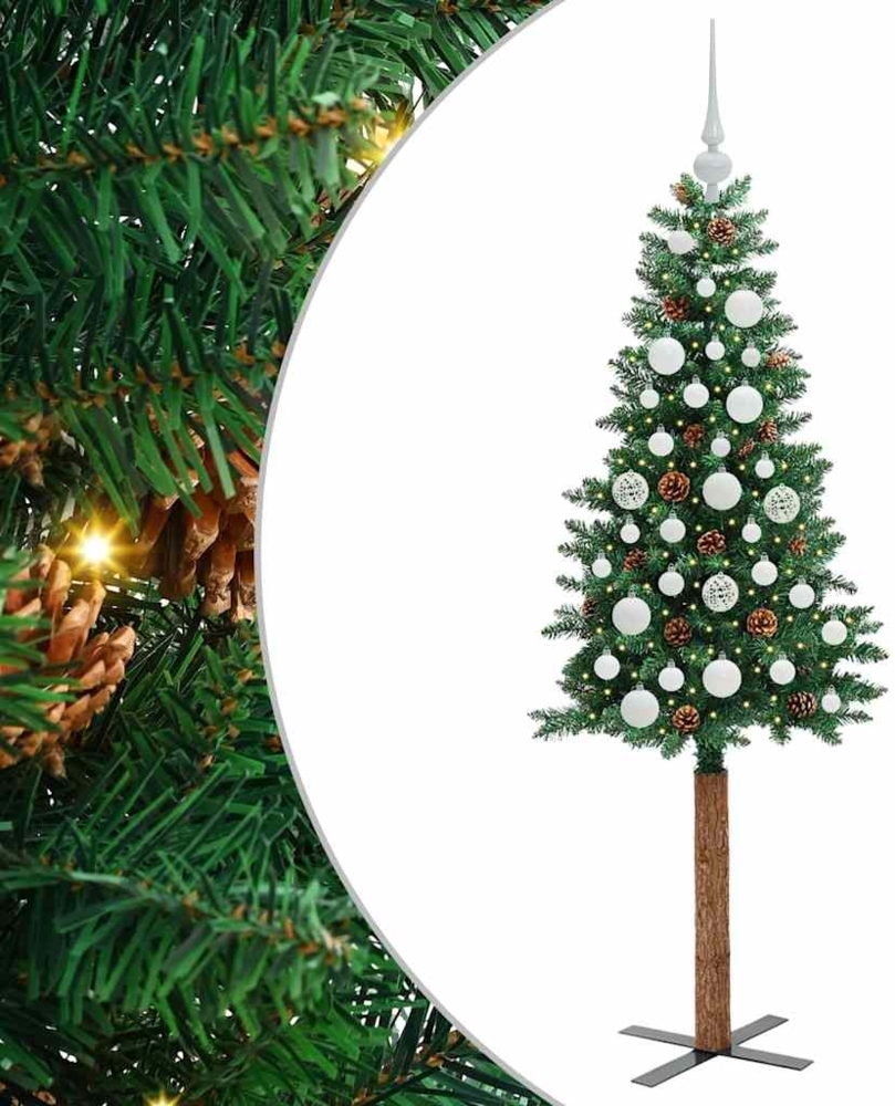 vidaXL Schlanker Weihnachtsbaum mit 150 LEDs mit Ständer Grün 150 cm 3394854 Bild 1