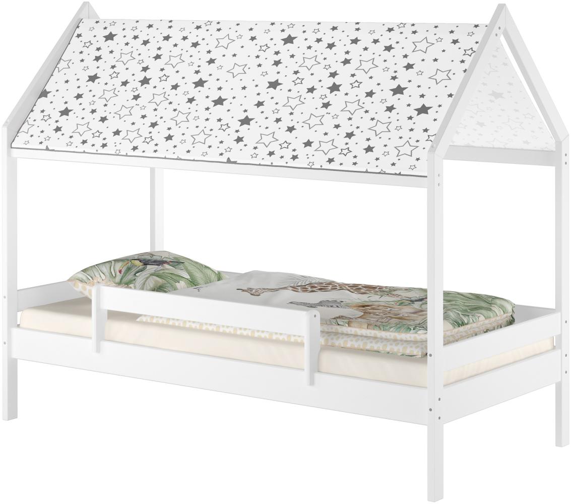 Weißes Himmelbett Kinderbett Hausbett 90x200 Massivholz Einzelbett V-60. 58-09W ohne Zubehör Bild 1