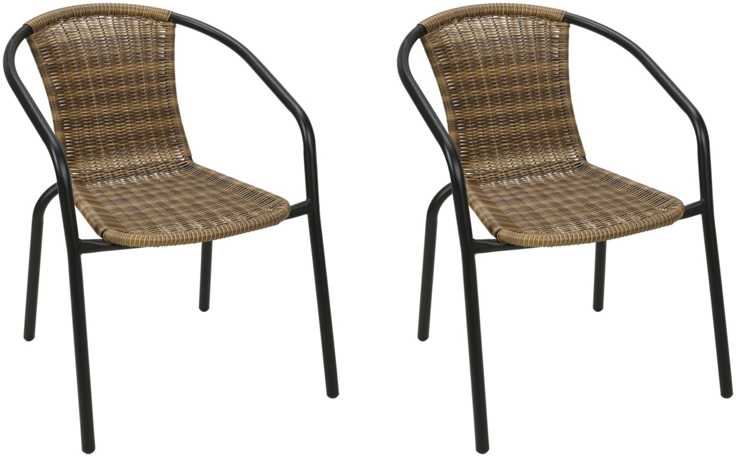 2 Stück Stabiler Polyrattan Bistrostuhl stapelbar Cappuccino / schwarz Bild 1