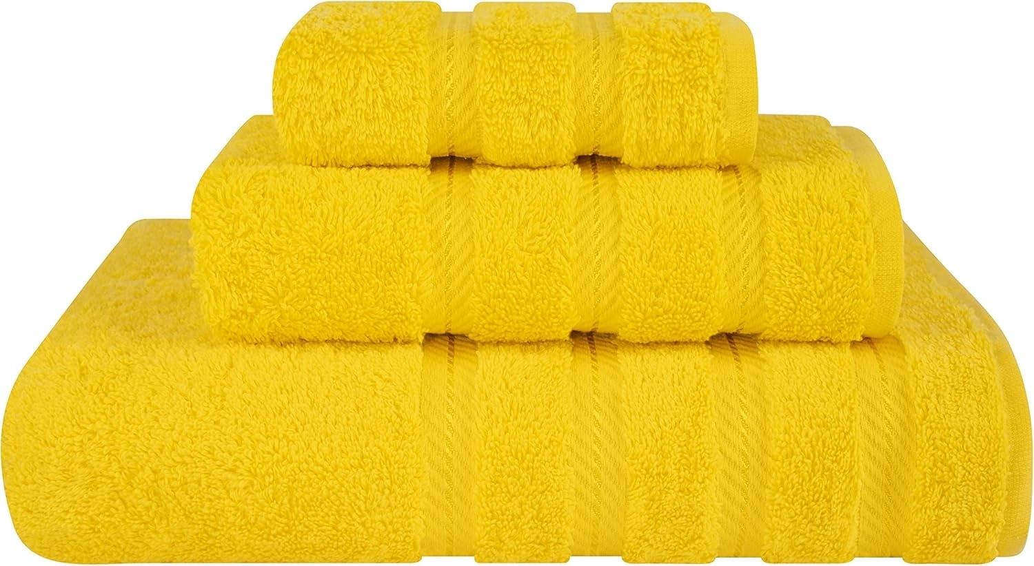 ABC Premium 3 - teiliges Handtuchset: 1 Badetuch, 1 Handtuch, 1 Gesichtstuch, 450 GSM türkisches Baumwollhandtuch, gelb Bild 1