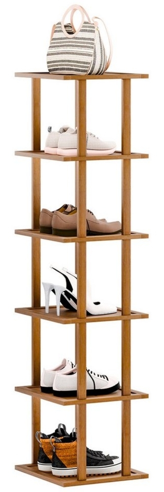 Rutaqian Schuhregal 5/6/7/ 8Lagiges Schuhregal Schmal und Hoch Holz, Shoe Rack für Eingang Bild 1