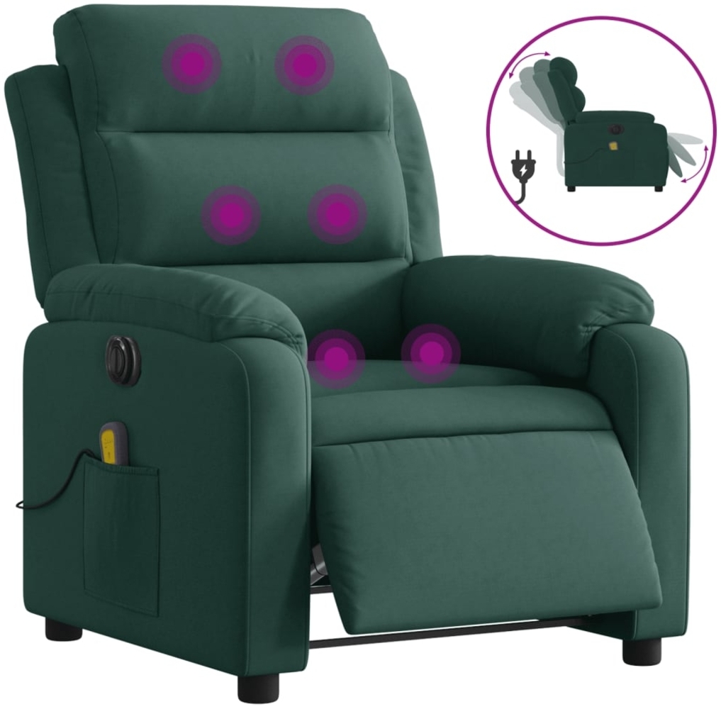 vidaXL Massagesessel Elektrisch Dunkelgrün Samt 3205083 Bild 1