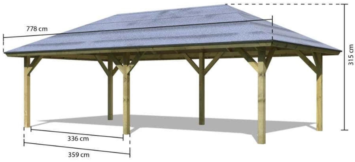 Pavillon-Set Holm 2 mit Rechteckschindeln schwarz, 359x707 cm CLASSIC kdi, Karibu Bild 1