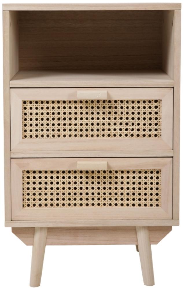 Kommode 42 x 36 cm MDF Paulownia Holzfurnier und Rattanfront mit 2 Schubladen Bild 1