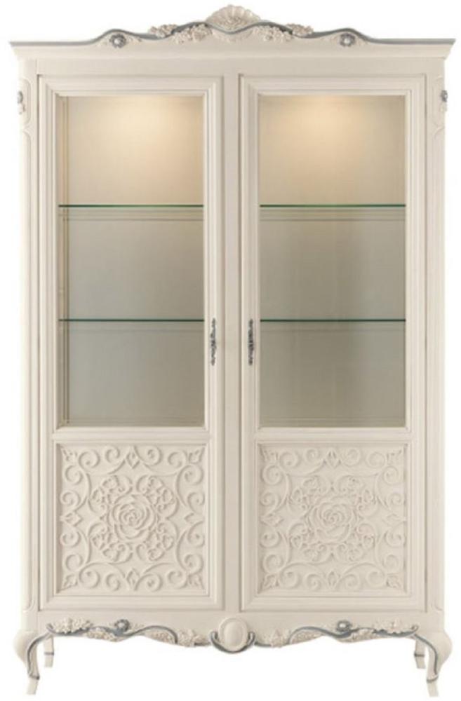 Casa Padrino Luxus Barock Vitrine Creme / Grau - Handgefertigter italienischer Barockstil Vitrinenschrank - Barockstil Möbel - Italienische Barock Möbel - Luxus Qualität - Made in Italy Bild 1