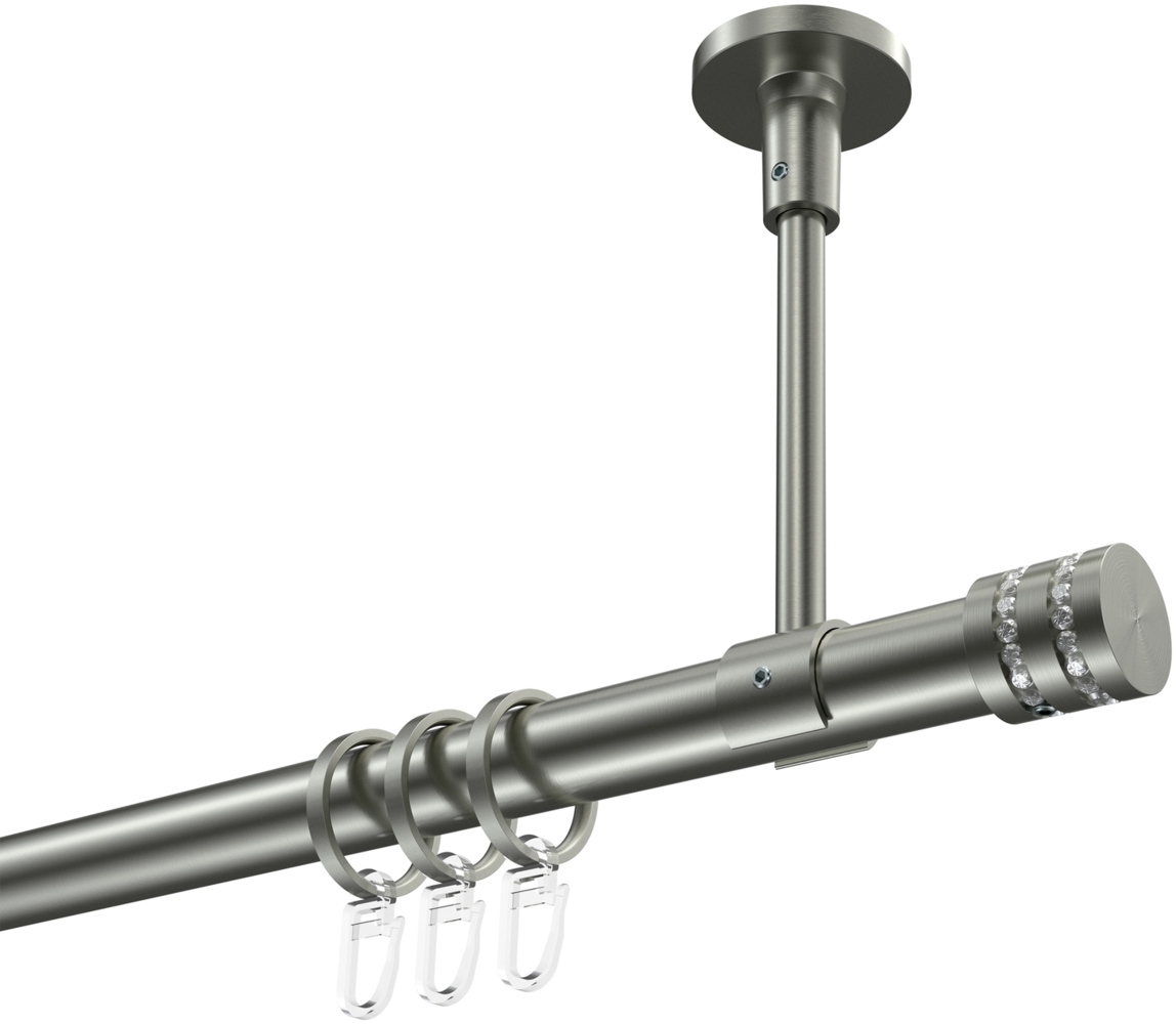 Gardinenstangen-Set Sonette Estana 360 cm (geteilt in 2x180 cm), 1-läufig, 20 mm Ø Edelstahl-Optik Bild 1