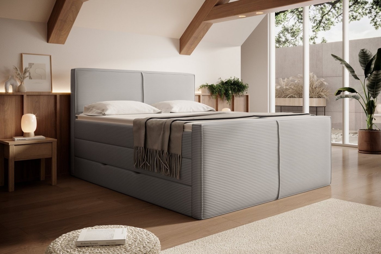 wonello Boxspringbett Buffalo 2, Cord, mit Bettkasten und premium Kaltschaum-Topper 6 cm Bild 1