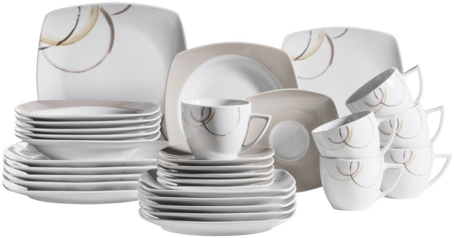 Mäser 931207 Kombiservice Nela für 6 Personen, Porzellan, weiß (1 Set, 30-teilig) Bild 1