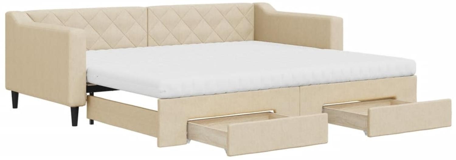 vidaXL Tagesbett Ausziehbar mit Schubladen Creme 90x200 cm Stoff 3197484 Bild 1