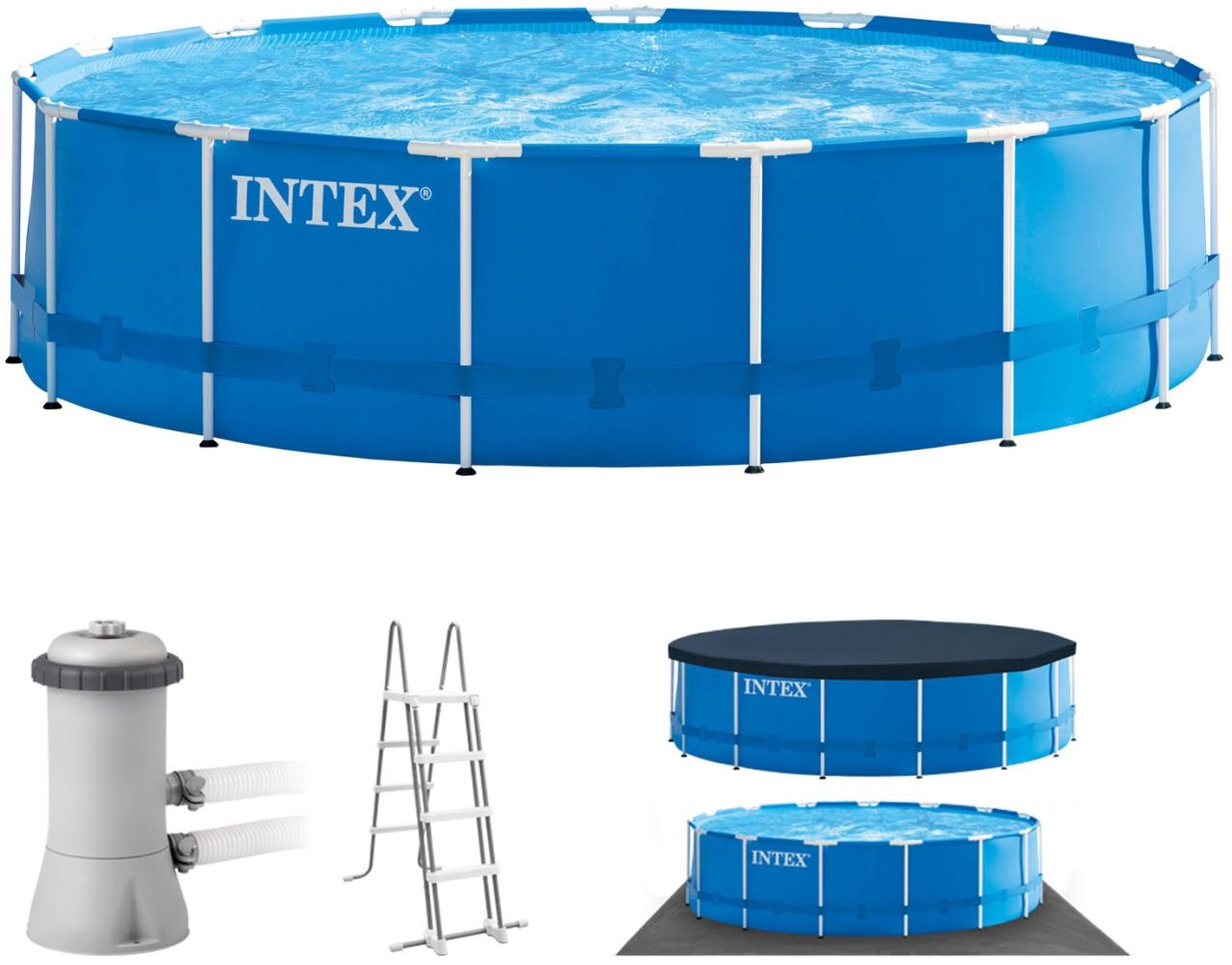 Intex 'Frame Swimming Pool Set Rondo', blau, Ø 457 x 122 cm, inkl. Kartuschenfilteranlage Bild 1