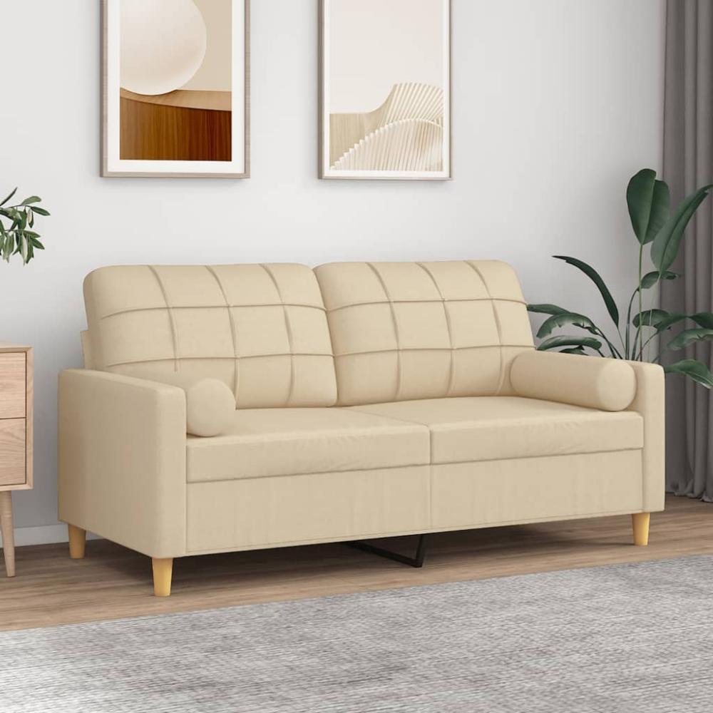 vidaXL 2-Sitzer-Sofa mit Zierkissen Creme 140 cm Stoff 3200784 Bild 1