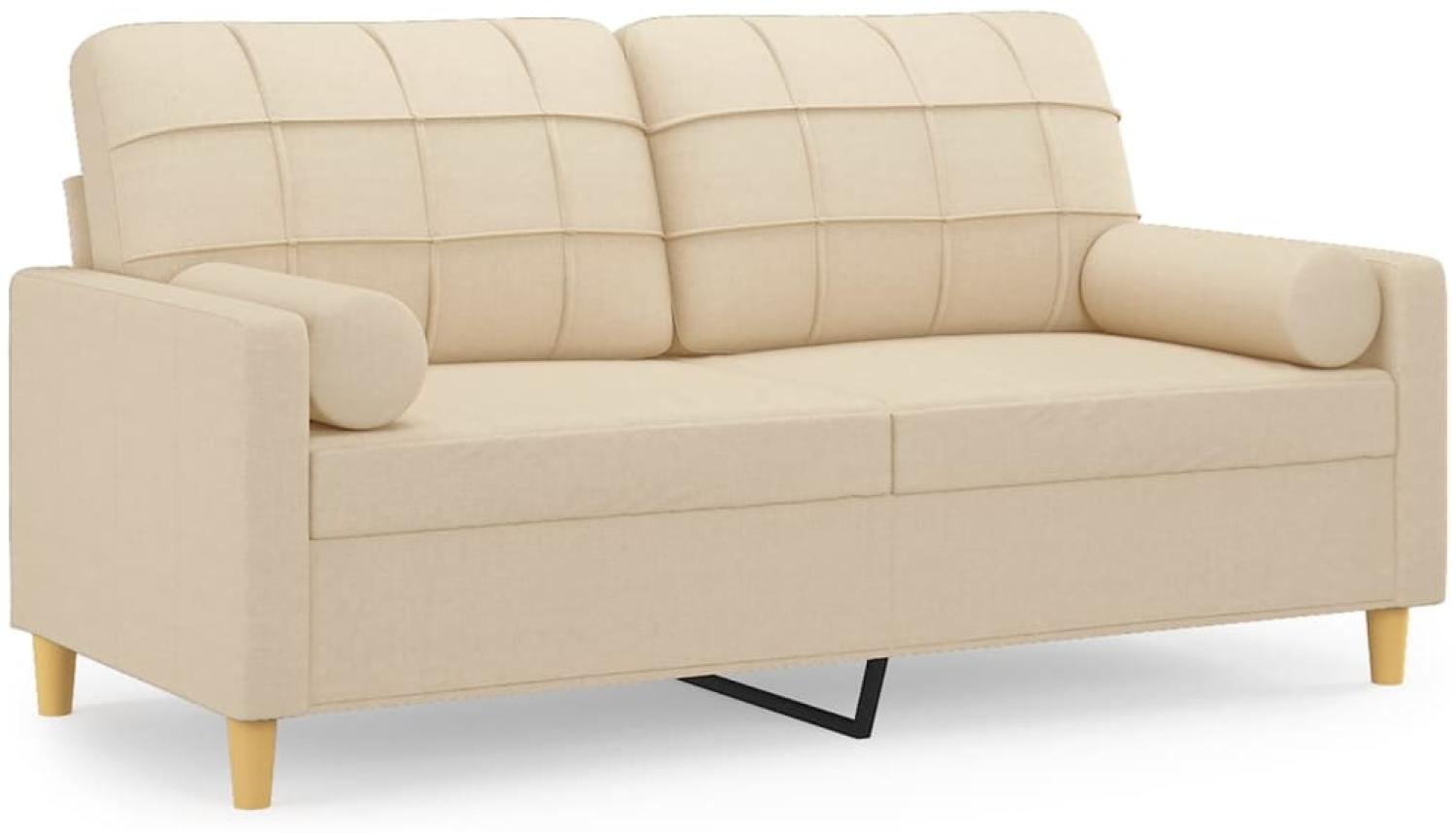 vidaXL 2-Sitzer-Sofa mit Zierkissen Creme 140 cm Stoff 3200784 Bild 1