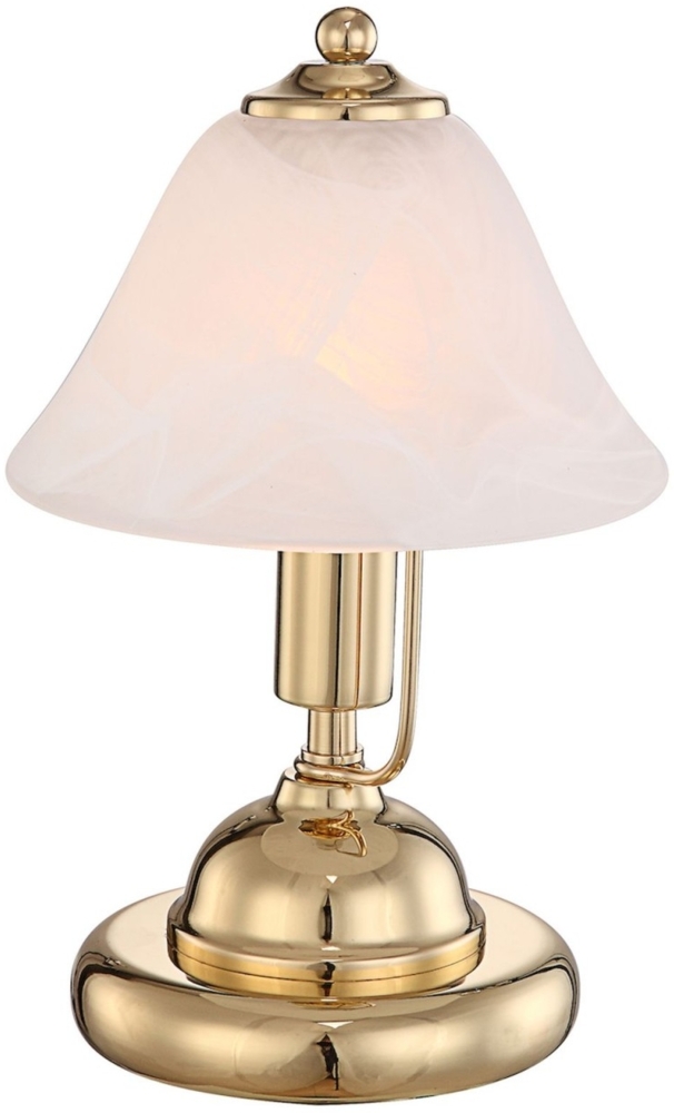 Tischleuchte, Messing, Glas Alabaster, Touchschalter, H 27 cm Bild 1