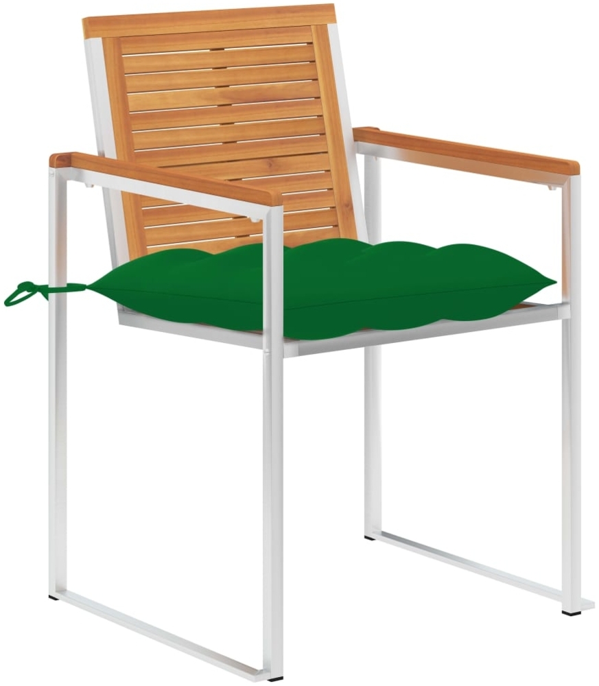 vidaXL Gartenstühle mit Kissen 2 Stk. Massivholz Akazie und Stahl 3061508 Bild 1