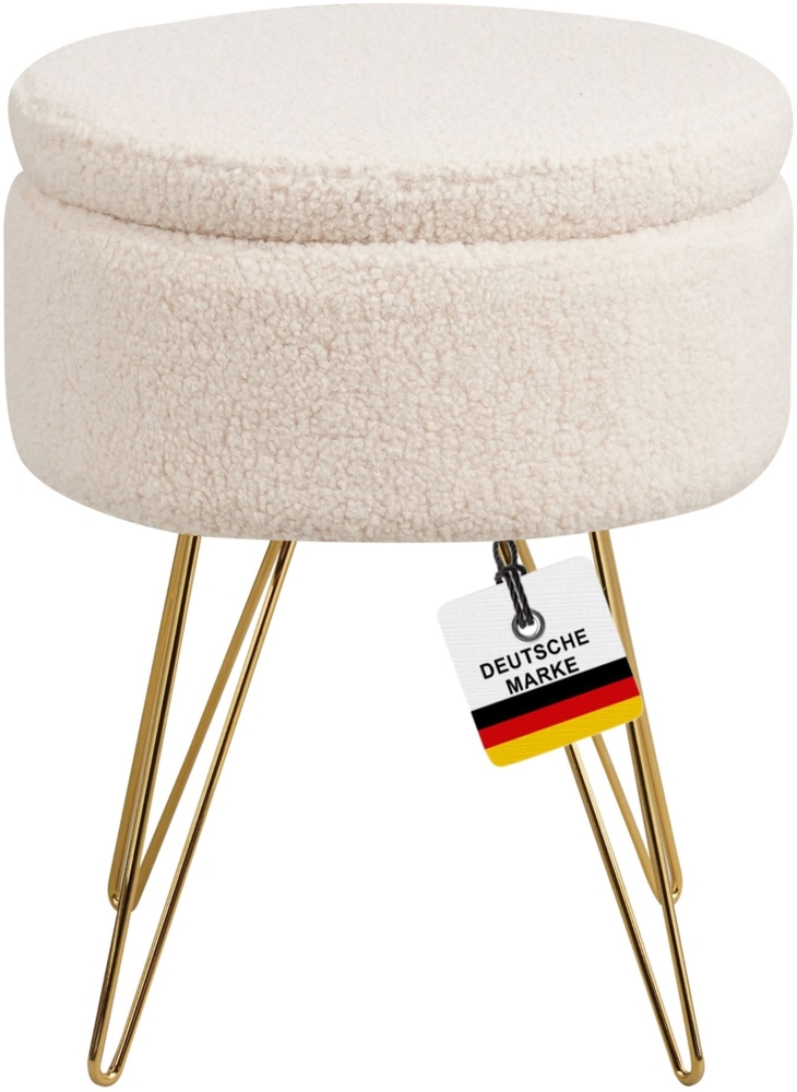 Albatros Hocker mit Stauraum Cannes Sitzhocker mit Stauraum, Modernes Design, Edler Samt-Bezug Sitztruhe Sitzbank mit Stauraum  optimal als Fußhocker Hocker Schminktisch, Beige Bild 1