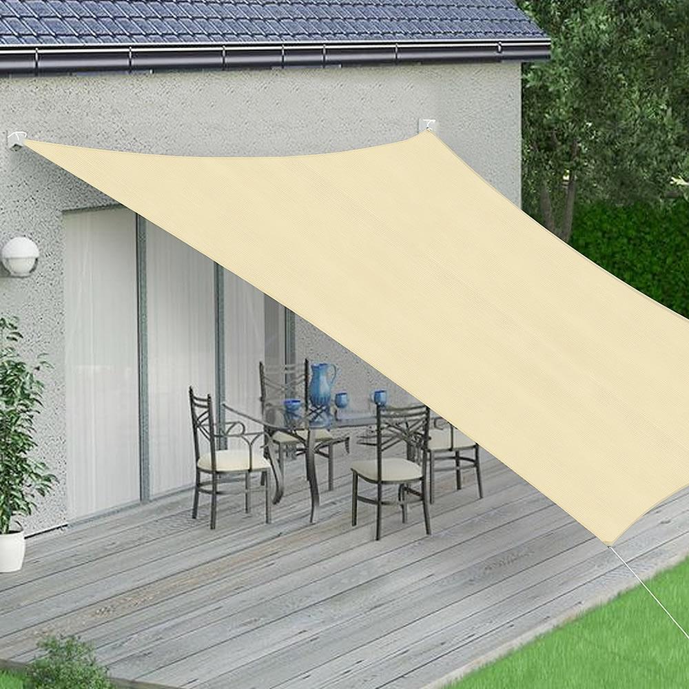 Sonnensegel Creme/Weiß Rechteck 2x4m Schatten UVSchutz Wetterfest Balkon Outdoor Bild 1