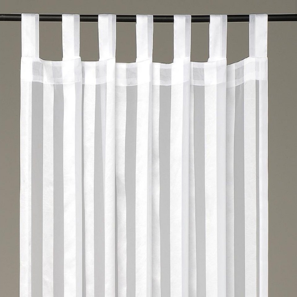 Dekoschal Gardine Vorhang Streifen halbtransparent Auswahl: Schlaufenschal 140x 175cm weiß - perlweiß Bild 1