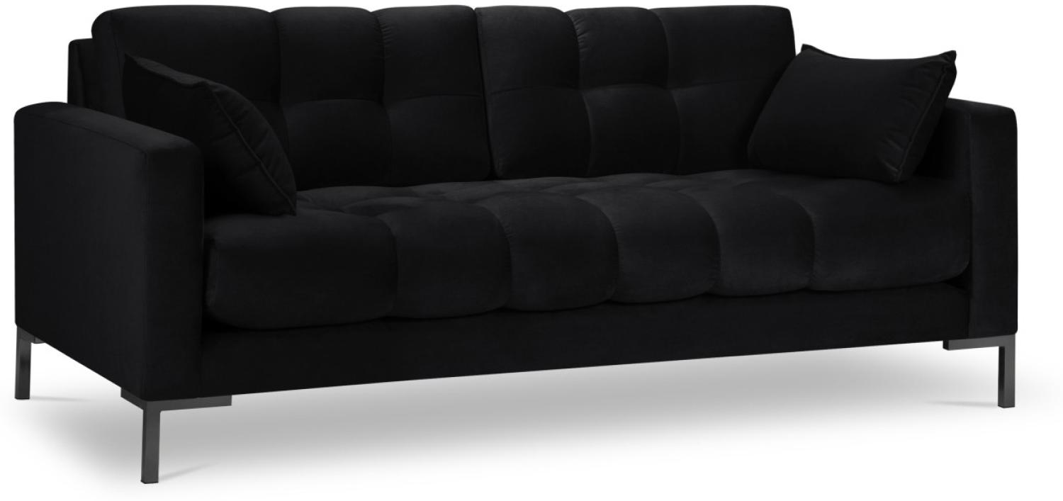 Micadoni 3-Sitzer Samtstoff Sofa Mamaia | Bezug Black | Beinfarbe Black Metal Bild 1