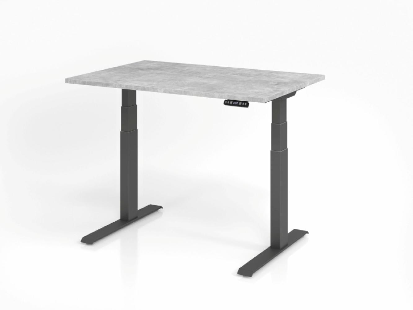 Sitz-Steh-Schreibtisch elektrisch 120x80cm Beton/Silber Bild 1