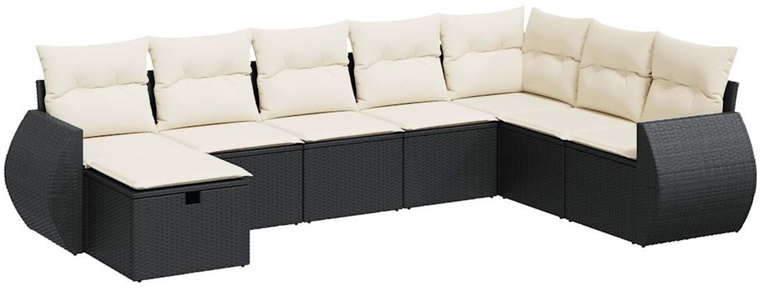 vidaXL 8-tlg. Garten-Sofagarnitur mit Kissen Schwarz Poly Rattan 3325632 Bild 1