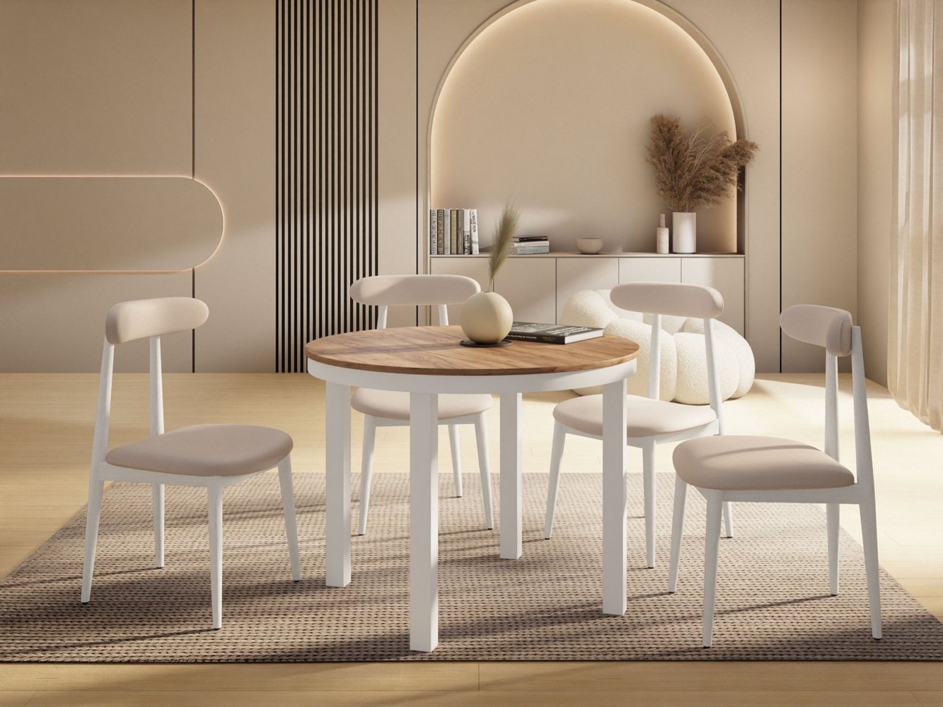 WFL GROUP Esstisch Rowan (erhältlich in einer Größe – 100 x 100 x 76 cm, ausziehbar auf 180 cm), platzsparender Tisch für kleine Küche, Esszimmer oder Wohnzimmer Bild 1