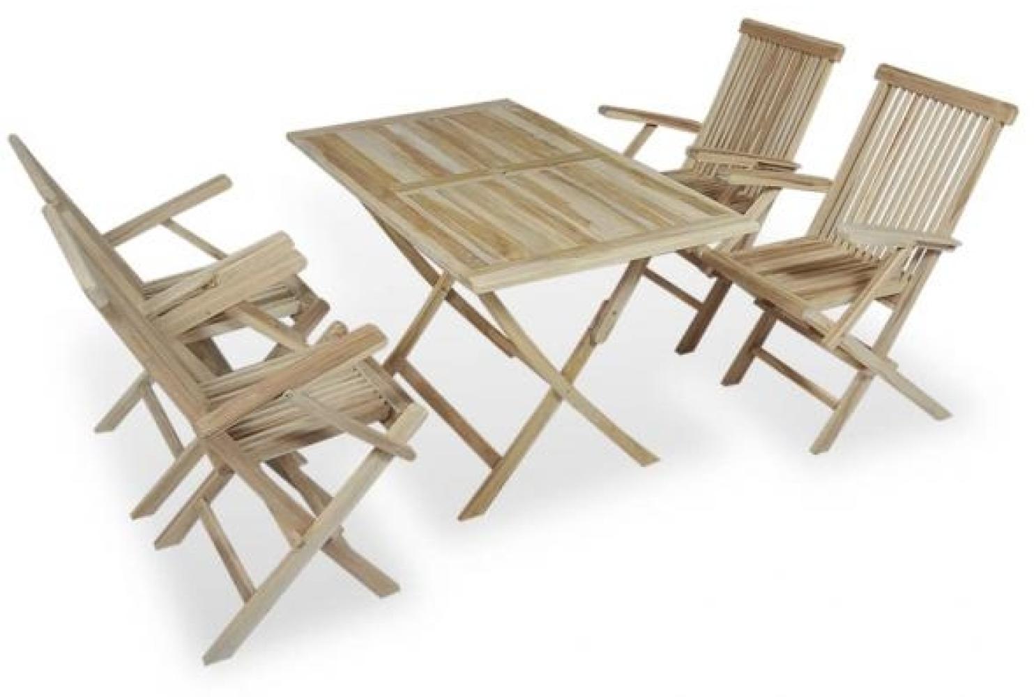 vidaXL 5-tlg. Garten-Essgruppe Teak Massivholz 44686 Bild 1