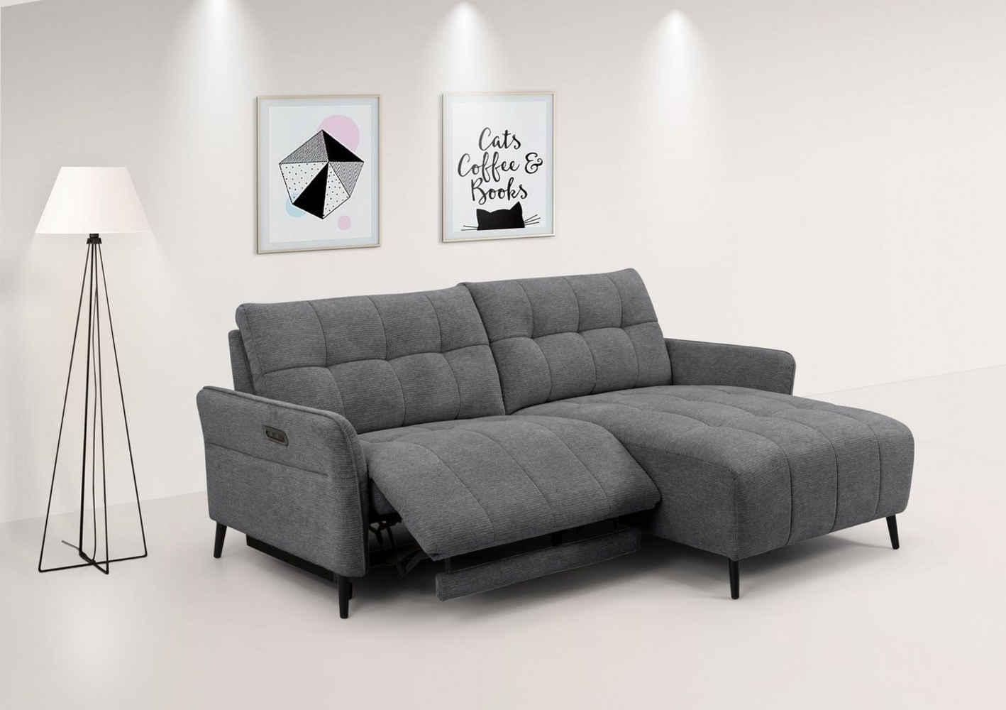 INOSIGN Ecksofa DENIO 3-Sitzer, L-Form (Breite 209cm), elektr. Relaxfunktion, USB-A/C, Liegefunktion durch Recliner, Federkernpolsterung Bild 1