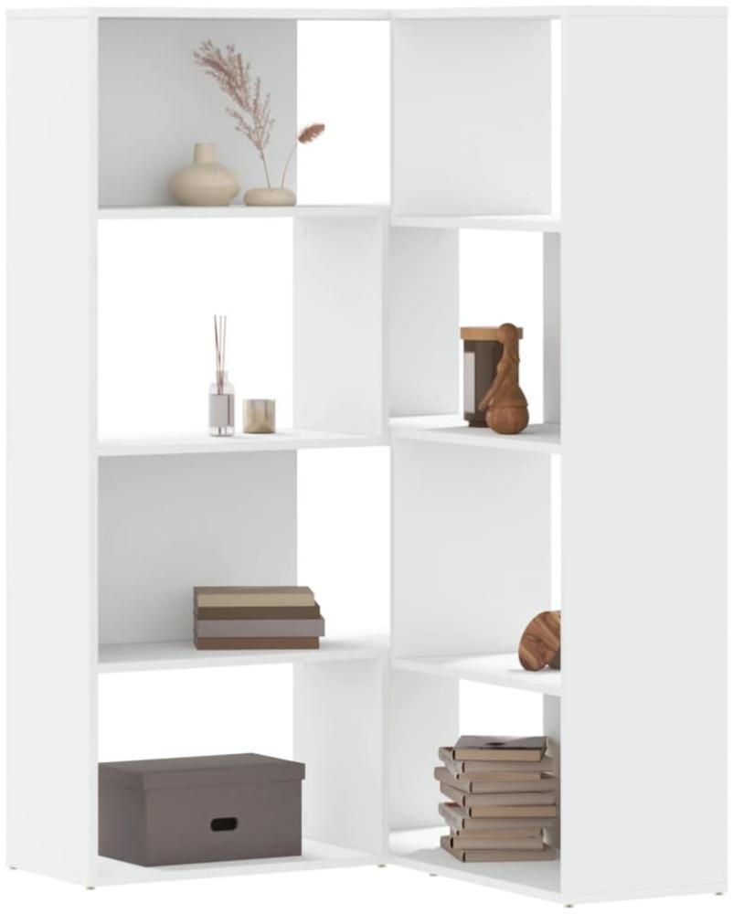 vidaXL Eck-Bücherregal 4 Etagen Weiß 85x85x140 cm Holzwerkstoff 3307810 Bild 1