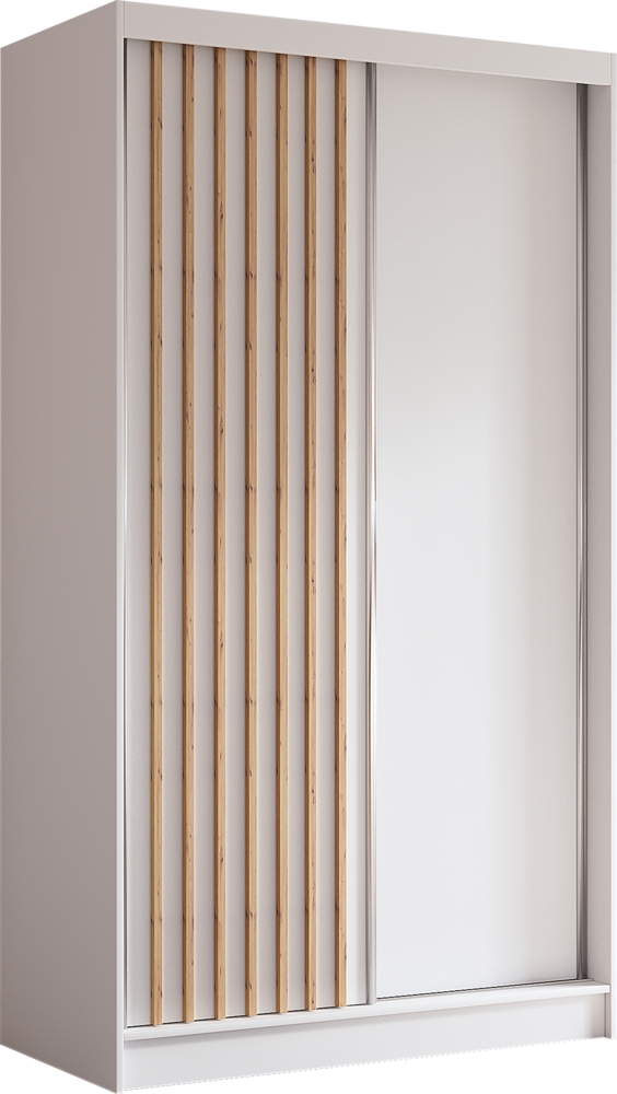 AX LIVING Cabinio Kleiderschrank 120cm breit Schiebetüren Weiß/Artisan Bild 1