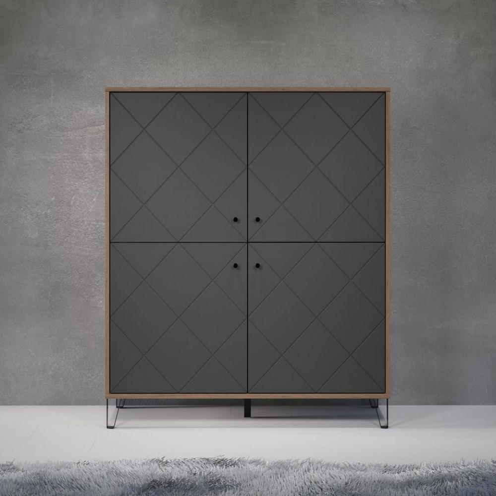 Places of Style Highboard Molveno (1 St), Vitrine mit strukturierten Fronten, Soft-Close, Breite 123 cm Bild 1