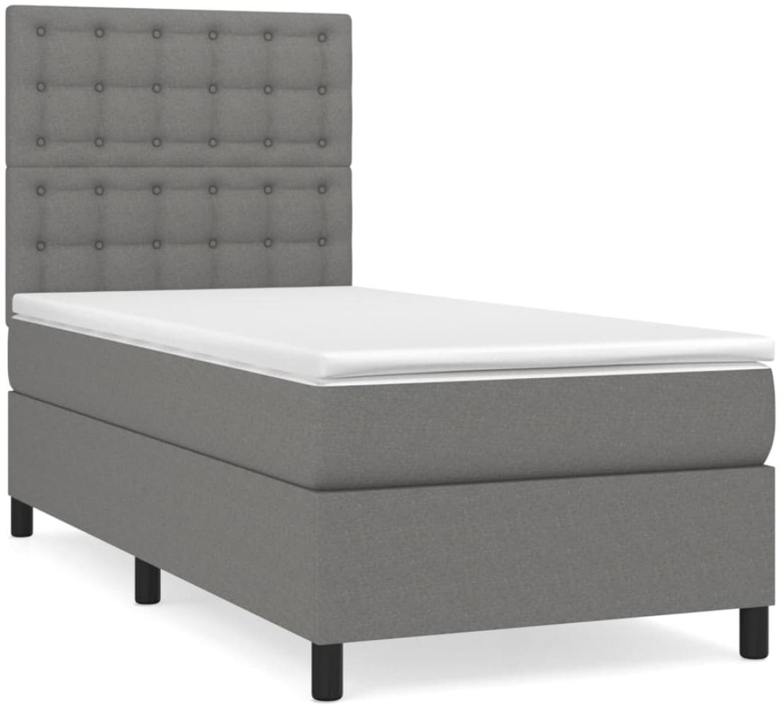 vidaXL Boxspringbett mit Matratze Dunkelgrau 100x200 cm Stoff 3142074 Bild 1