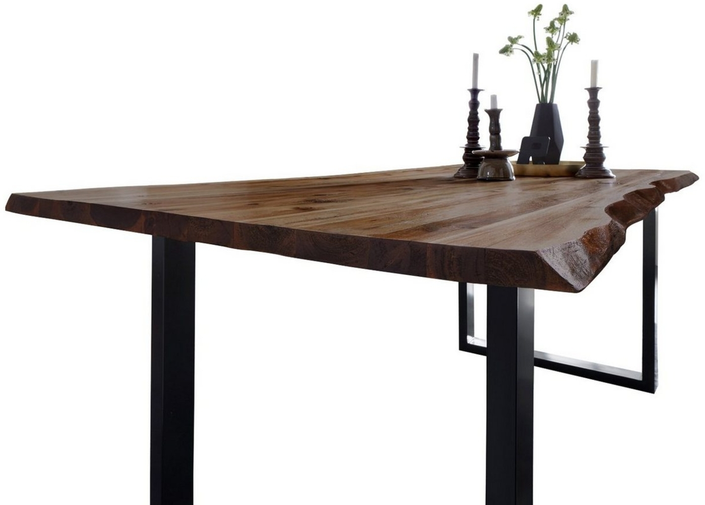 SAM® Baumkantentisch Neapel, massives Akazienholz, Baumkante, Metallgestell U-Form, bis 3 Meter Bild 1