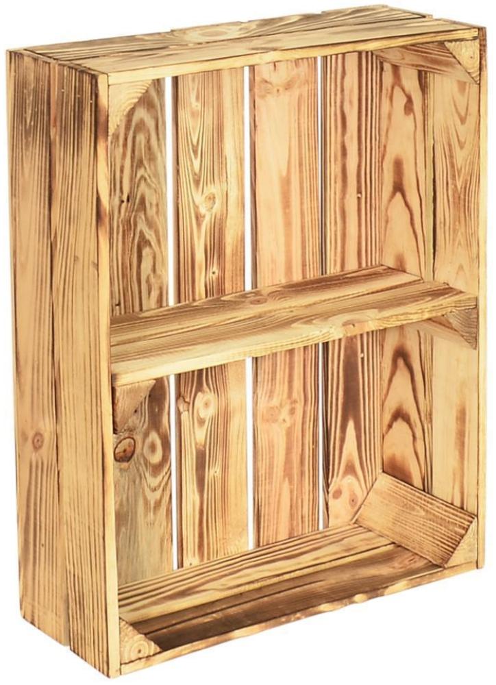 CHICCIE 3 Set Holzregal Schmalhanz 50x40x15cm - Hell Geflammt 1x Kurzes Regal Bild 1