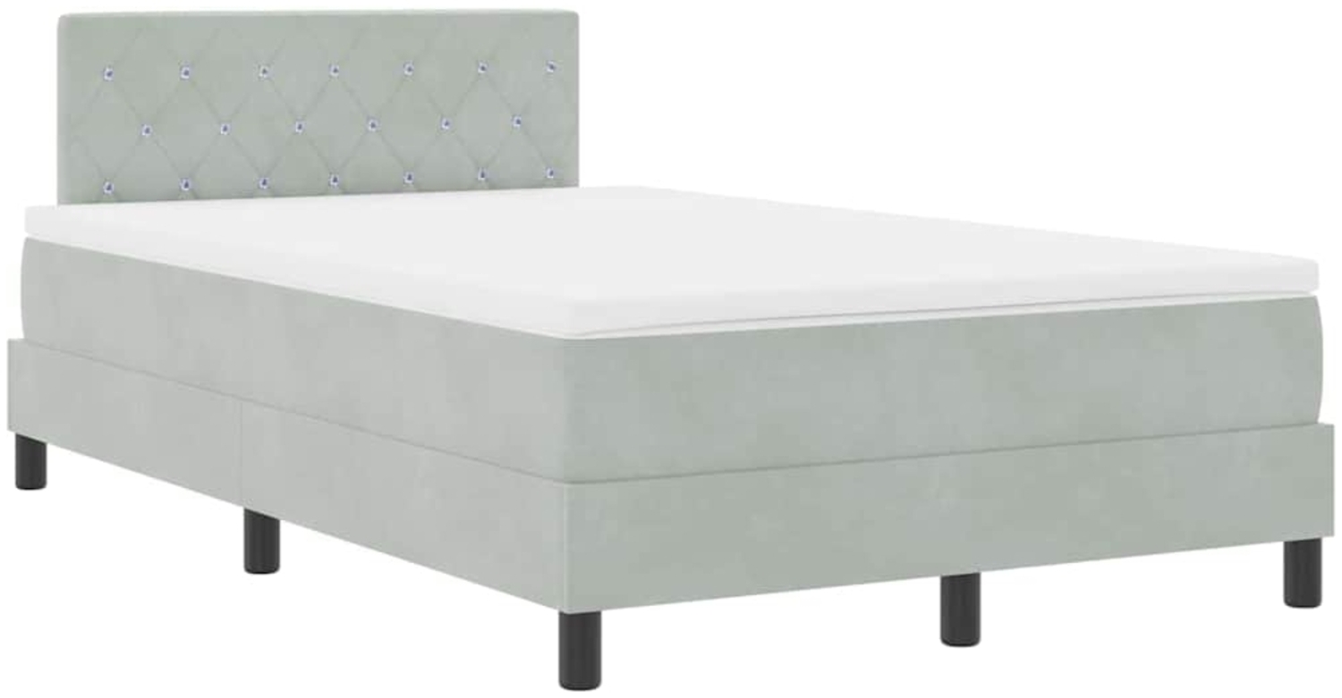 vidaXL Boxspringbett mit Matratze Hellgrau 120 x 200 cm Samt 3342578 Bild 1