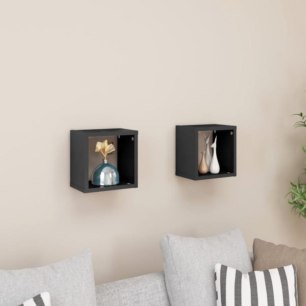 Wandregal >3016486< (2er-Set) in Hochglanz-Grau - 15 x 22 x 22 cm (LxBxH) Bild 1