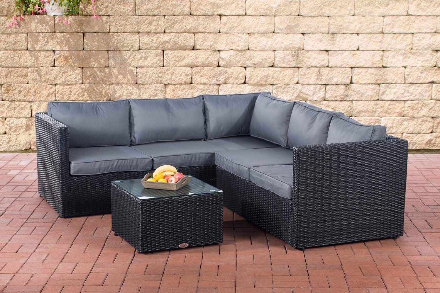 CLP Polyrattan Ecksofa-Garnitur Genero 5mm,schwarz eisengrau Bild 1