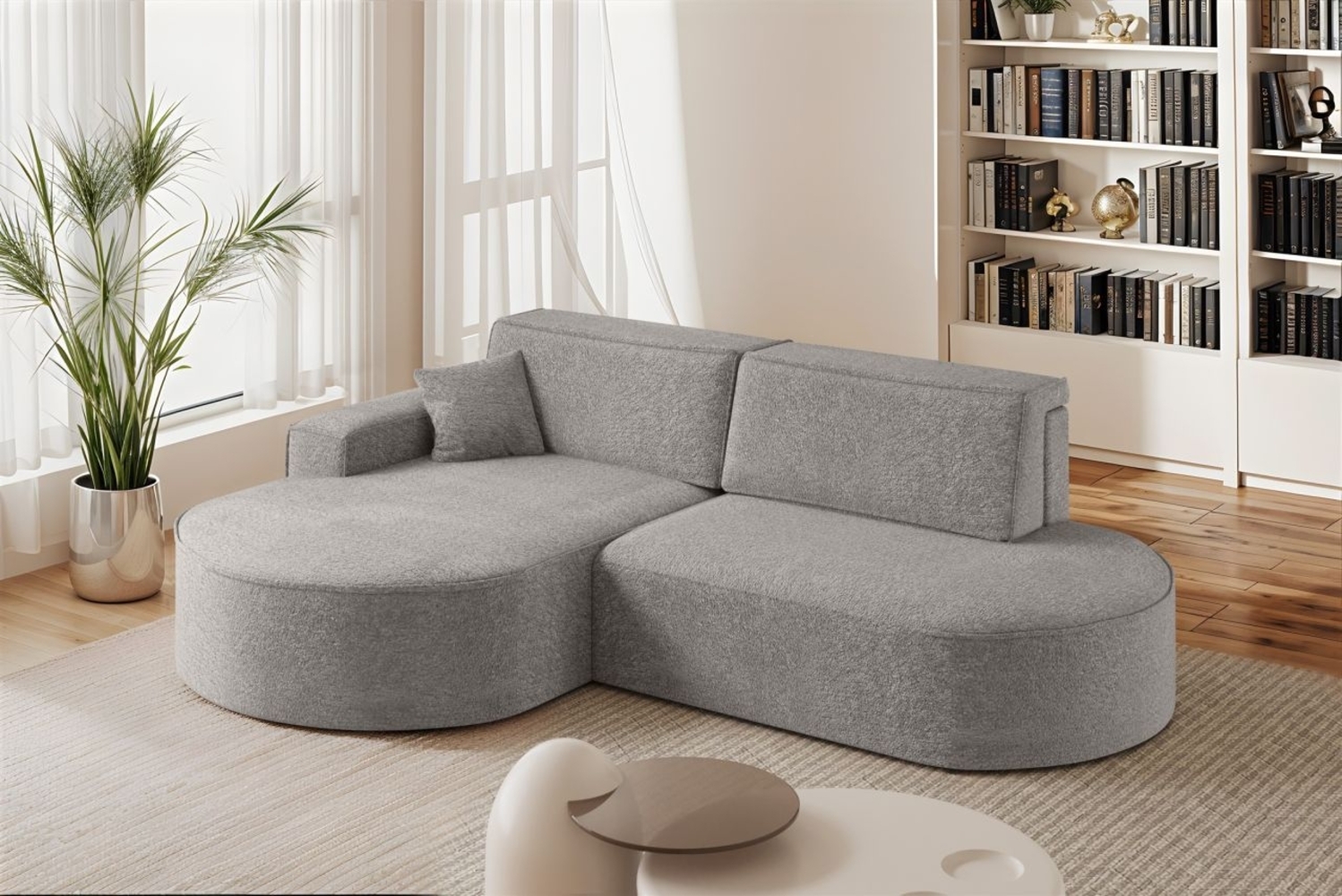 Ecksofa Schlafsofa Sofa VENEDIG Stoff Arena Grau Ottomane Links Bild 1