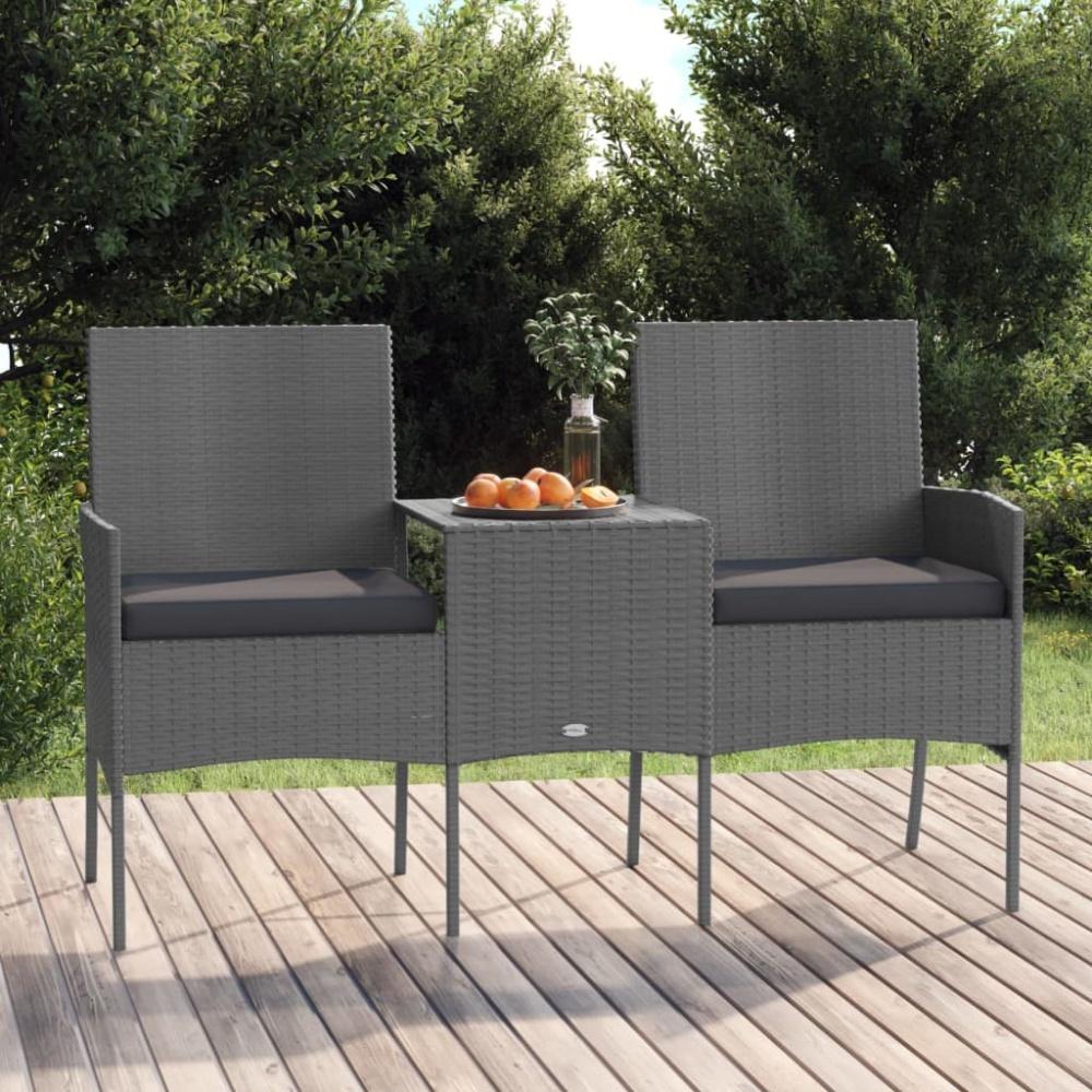 vidaXL 2-Sitzer-Gartensofa mit Teetisch Poly Rattan Anthrazit 317624 Bild 1