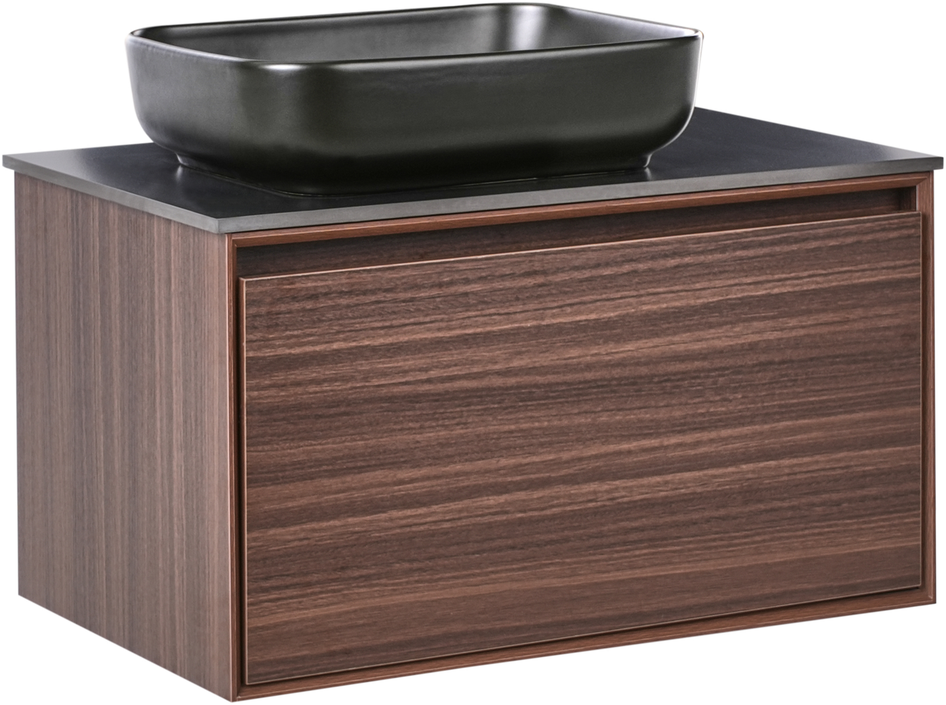 Wandmontierter Waschbeckenunterschrank mit Waschbecken ARICA 80 cm Dunkelbraun Bild 1