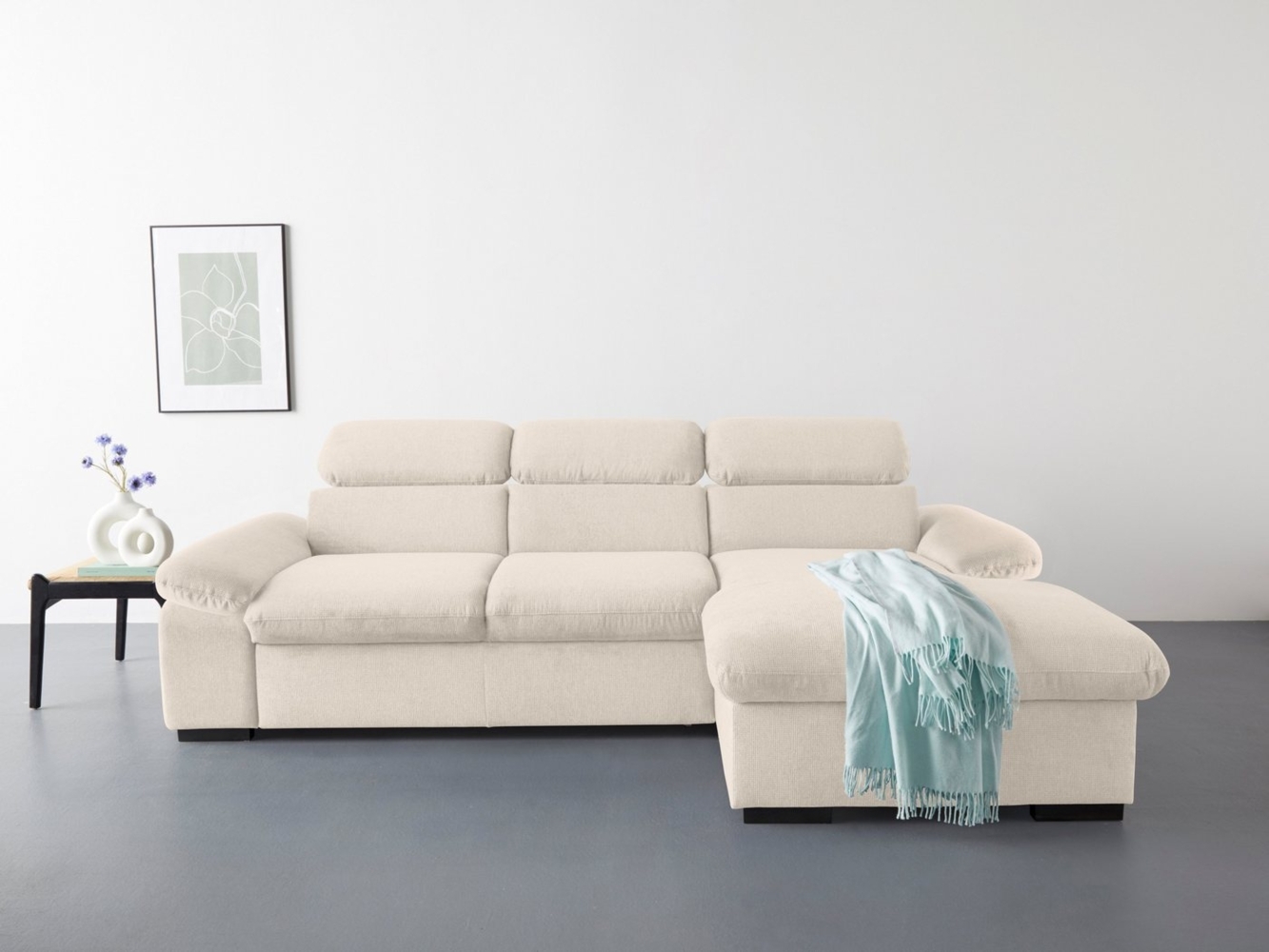 COTTA Ecksofa Lola L-Form mit Kopfteilfunktion & Hocker, Set, wahlweise mit Bettfunktion, Bettkasten & Armteilverstellung Bild 1
