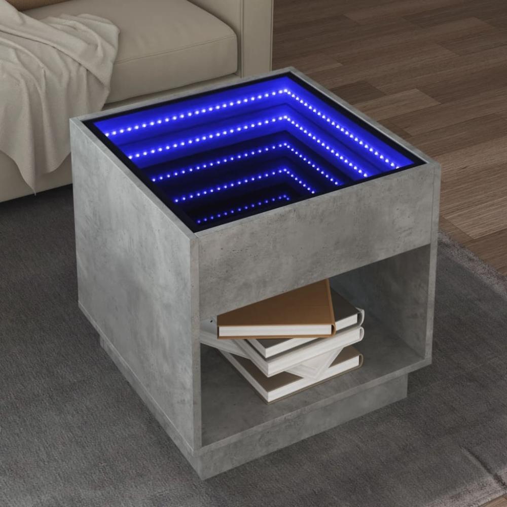 vidaXL Couchtisch mit Infinity-LED Betongrau 50x50x50 cm 847654 Bild 1