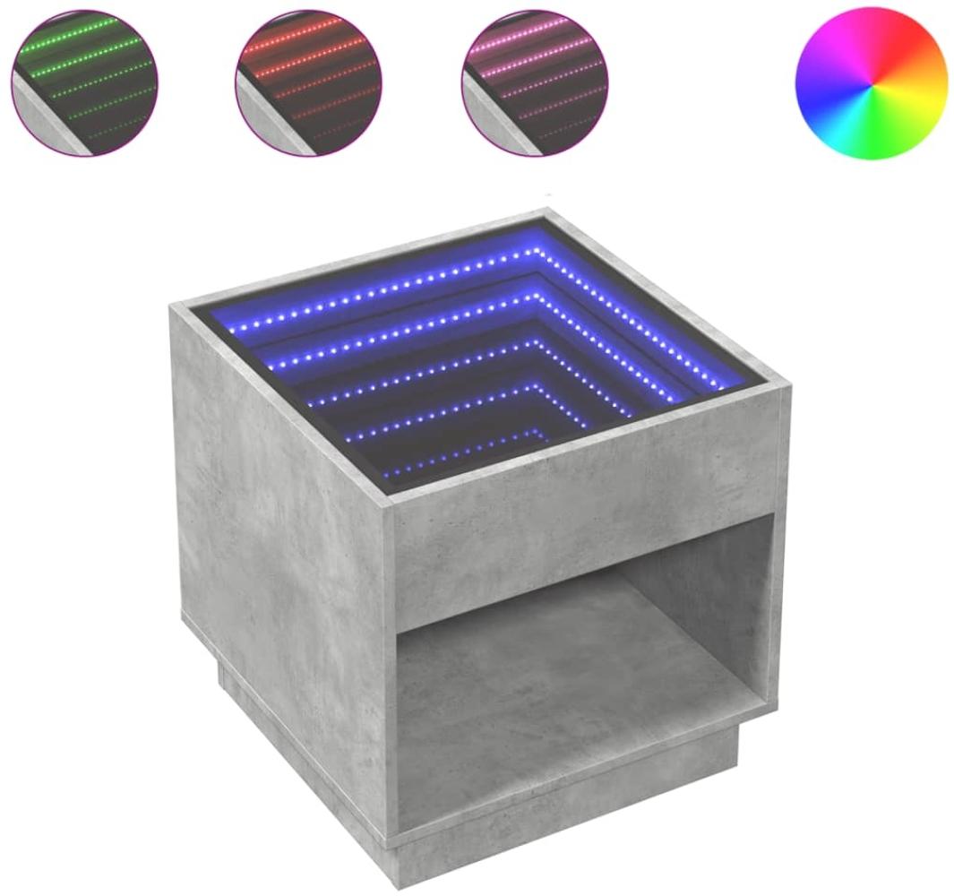 vidaXL Couchtisch mit Infinity-LED Betongrau 50x50x50 cm 847654 Bild 1