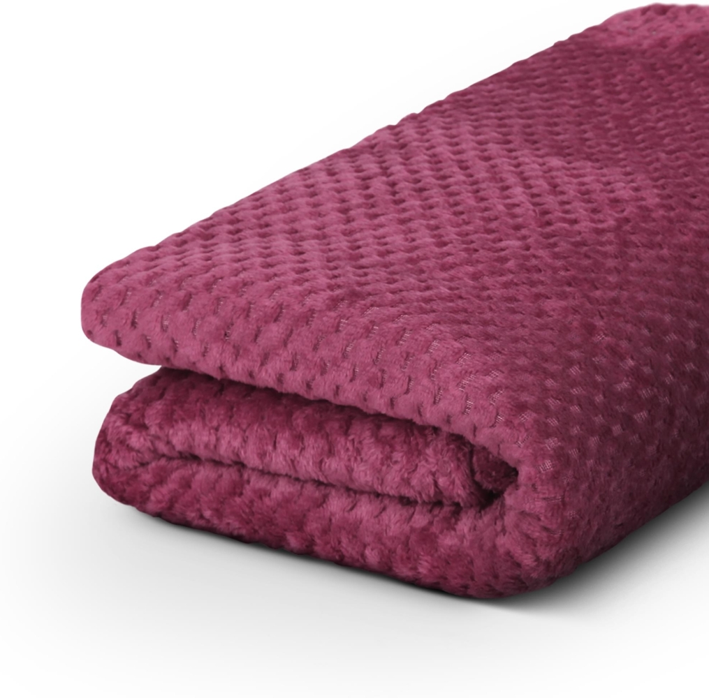 Kuscheldecke Cashmere Touch 150x200cm (Weinrot) 250g/m² - Flauschige Wohndecke für Sofa, Couch und Bett, Tagesdecke Oeko-TEX - Sofaüberwurf Bild 1