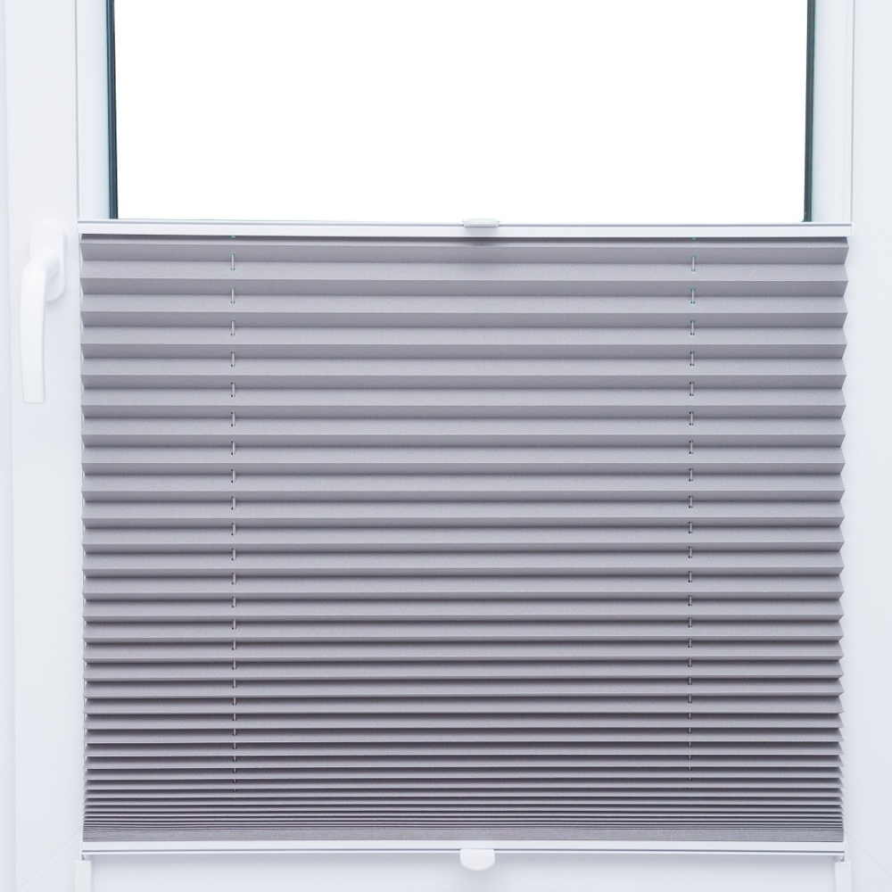 Thermo Black Out Plissee 85x150 cm hellgrau silber metallic 100% Verdunkelnd Bild 1