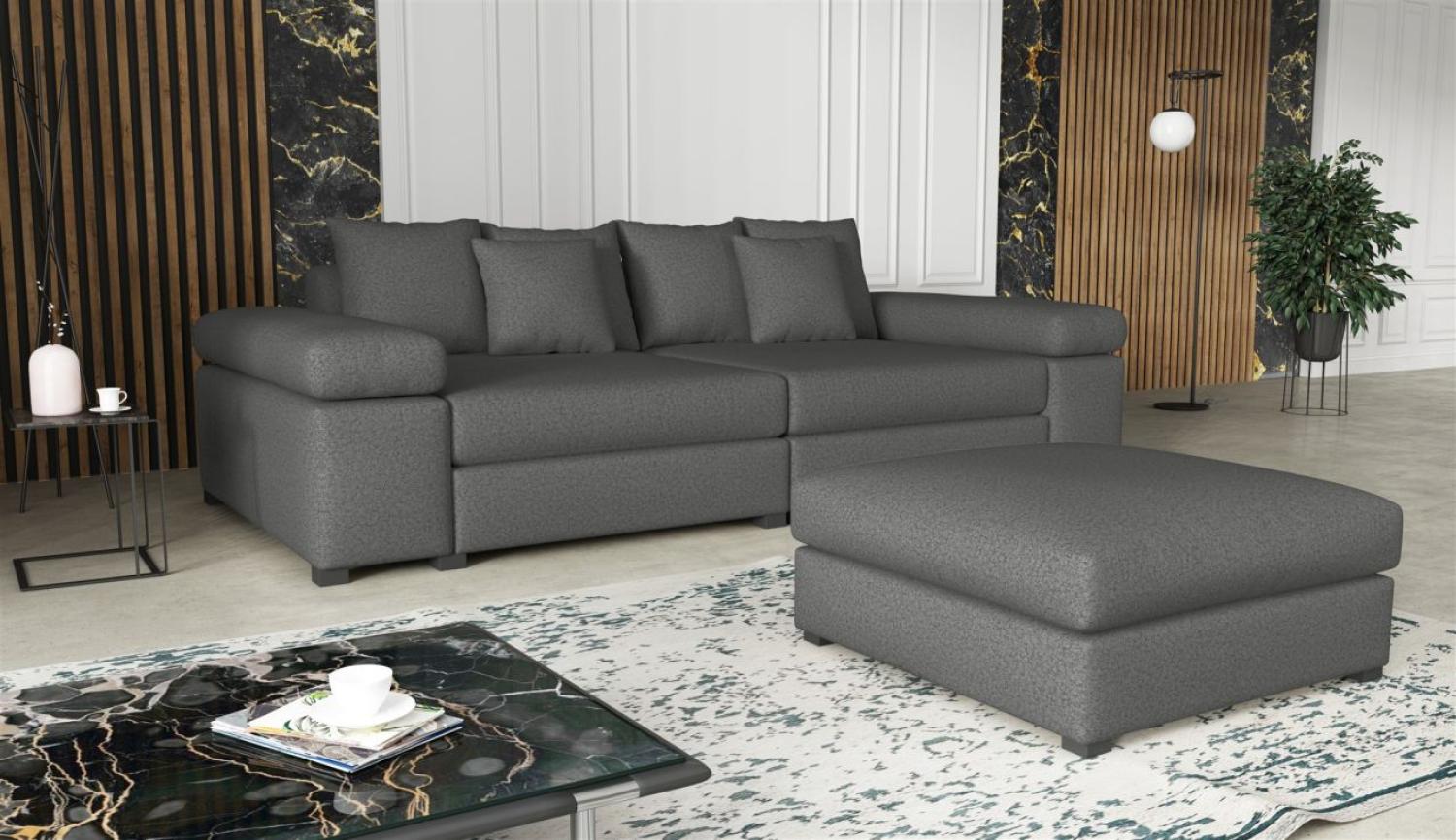 Big Sofa Megasofa Riesensofa AREZZO inkl. Hocker Stoff Now or Never Dunkelgrau Bild 1