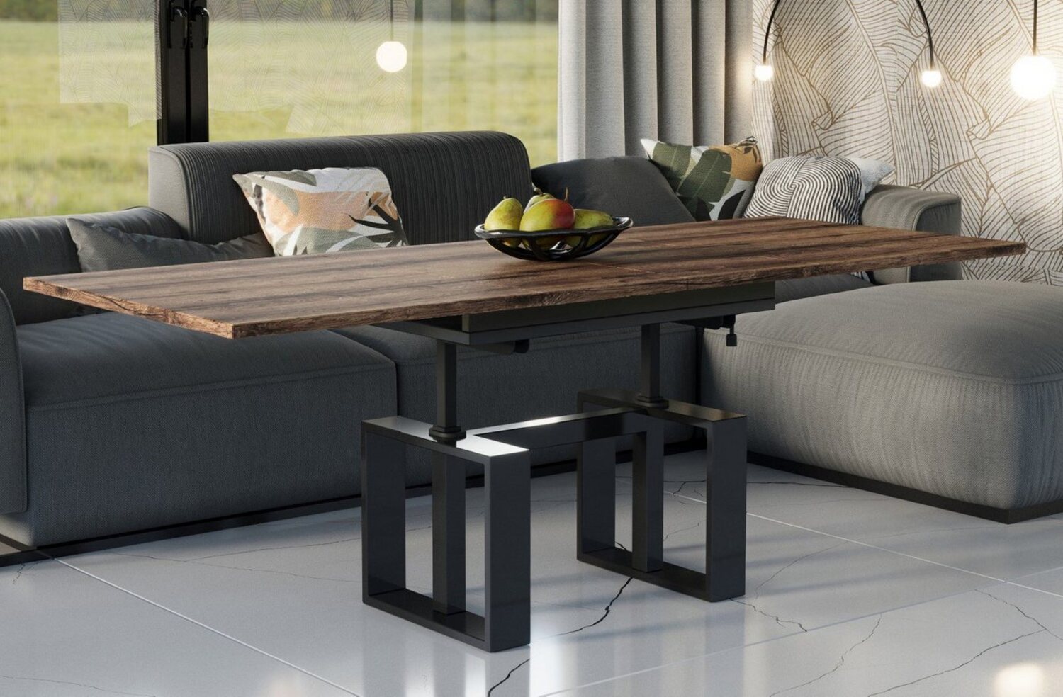 Endo-Moebel Couchtisch Empoli - ausziehbar 110-170cm und höhenverstellbar Doppellift Metall, Couch- & Esstisch, Funktionstisch, modern Design, umwandelbar Bild 1